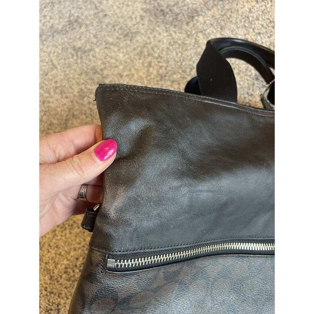 Coach Charles Fold-over City Tote Bag Large Without Strap Brown Logo Leather - Picture 5 of 10
